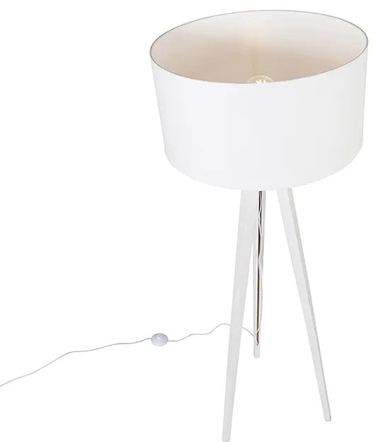 Candeeiro de pé moderno tripé branco com cúpula branca 50 cm - Tripod Classic Moderno