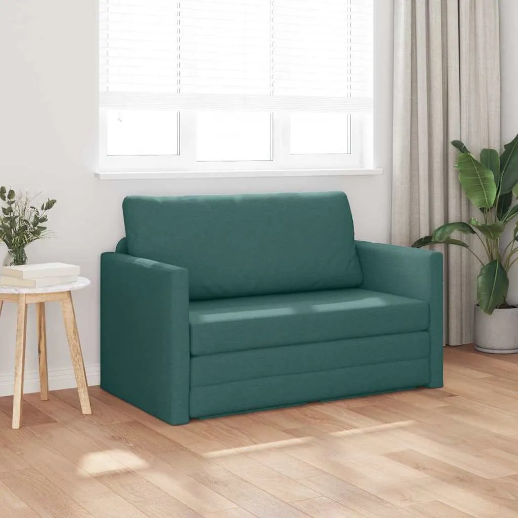 Sofá Cama 2-em-1 Verde Escuro 124x71x78 cm Tecido