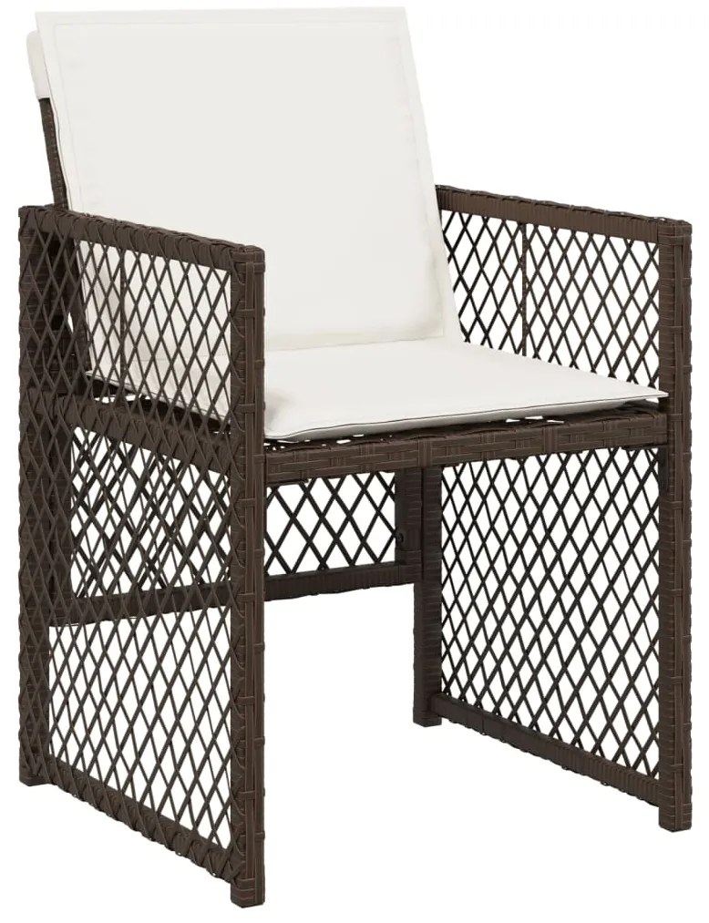 17 pcs conjunto jantar p/ jardim c/ almofadões vime PE castanho