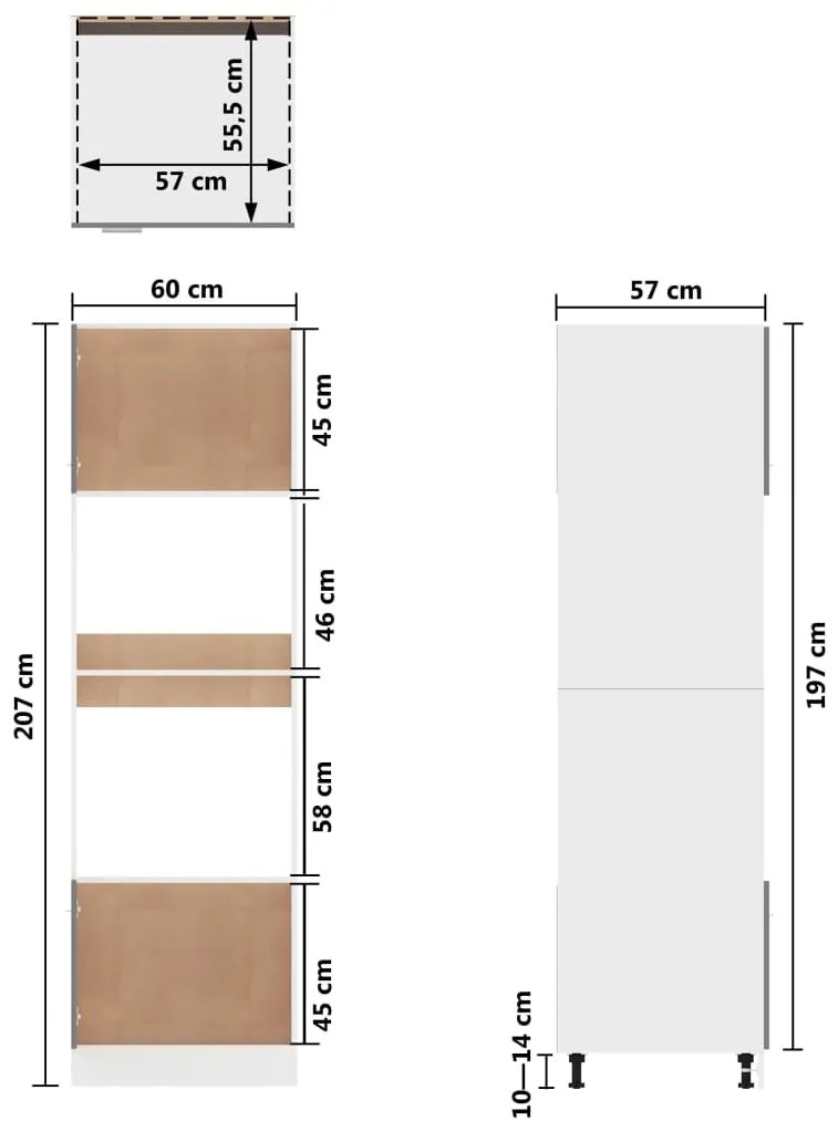Armário para micro-ondas “Lyon” 60x57x207 cm branco