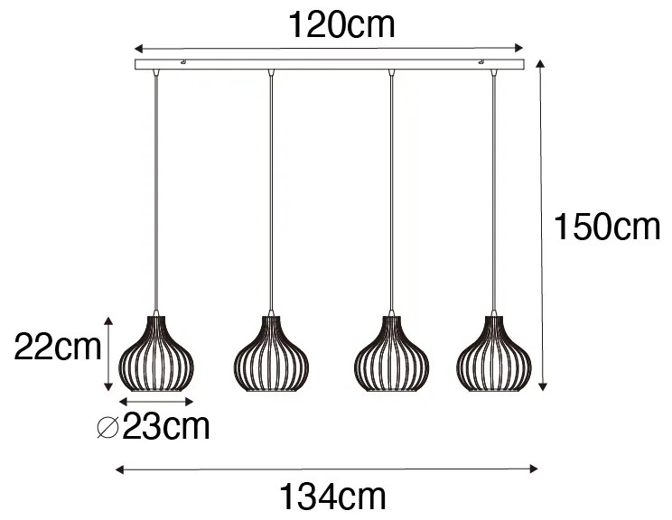 Moderno candeeiro suspenso castanho 4 luzes - Sapphira Moderno