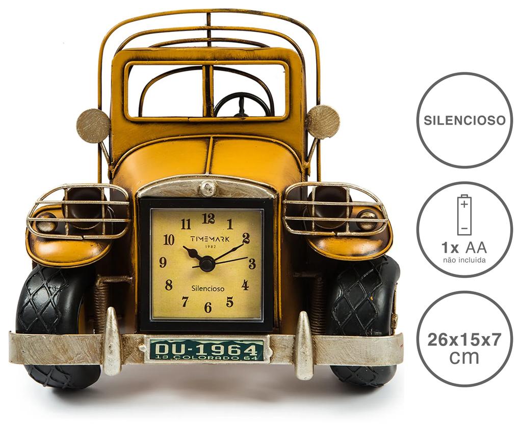 Relógio Carro Timemark Plástico Amarelo 26X15X7cm