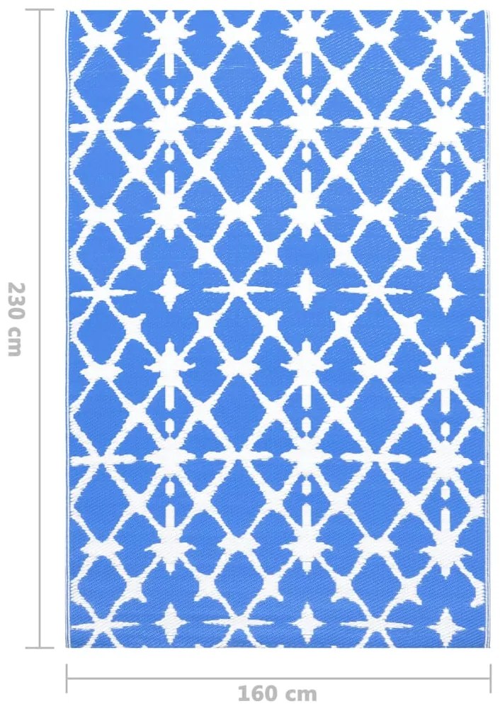 Tapete de exterior 160x230 cm ARAKIL PP azul e branco