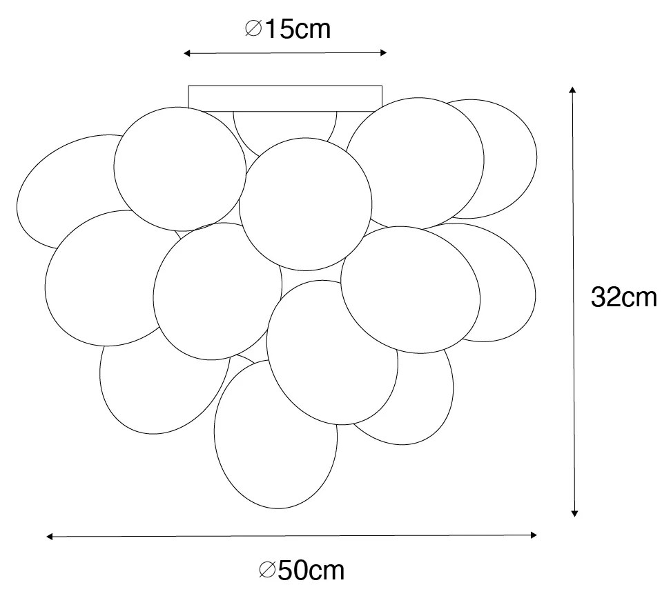 LED Plafon Inteligente Preto com Vidro Opalino 6-Luzes Incl. 6 Wifi G9 - Uvas Design