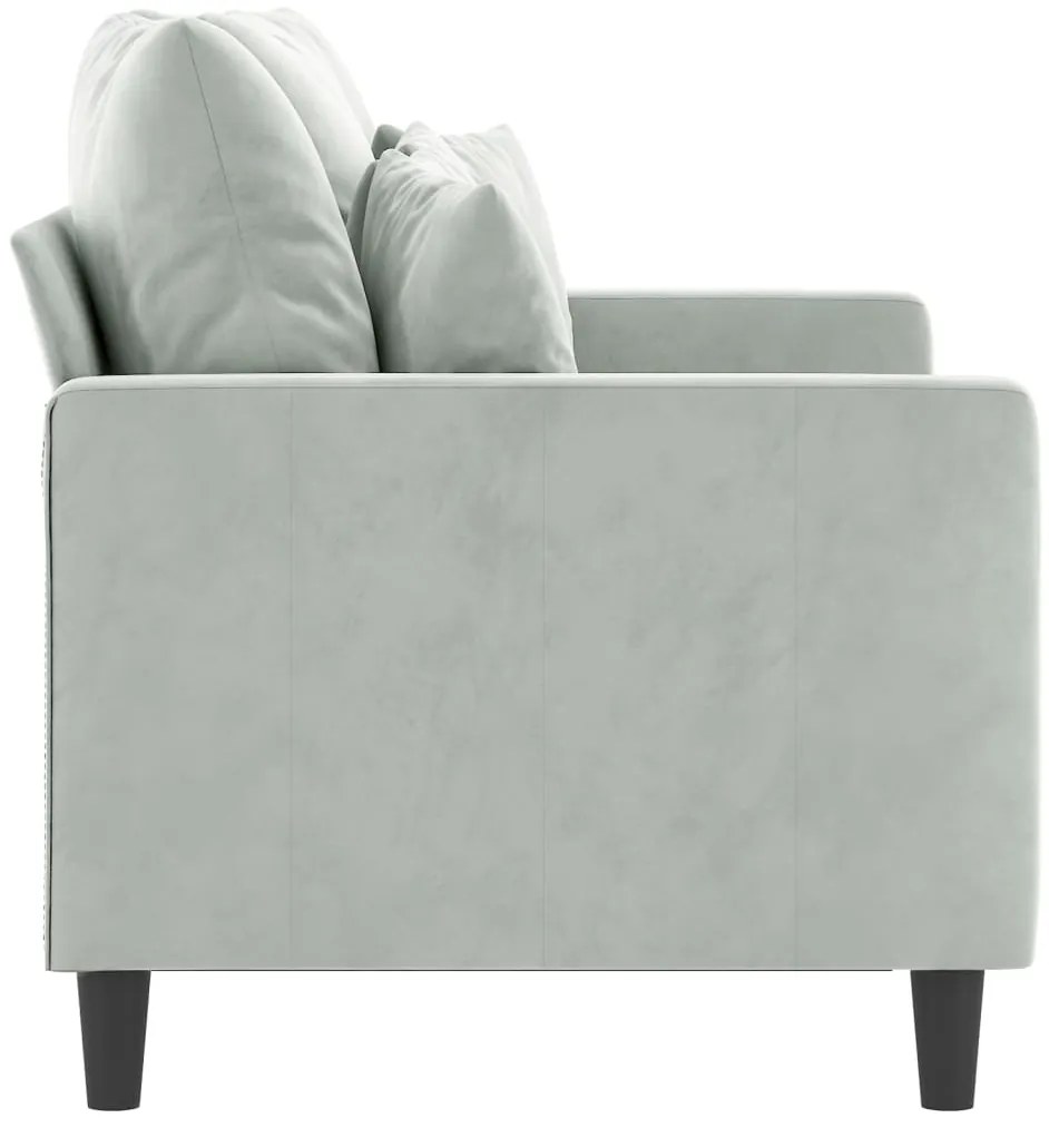 Sofá de 2 lugares 120 cm veludo cinzento-claro