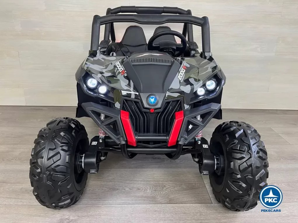 Carro elétrico para crianças Todo terreno Buggy UTV 4x4 MP4 12V 2 Lugares Verde Camuflado