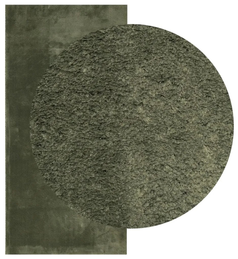 Tapete pelo curto macio lavável HUARTE 100x200cm verde-floresta