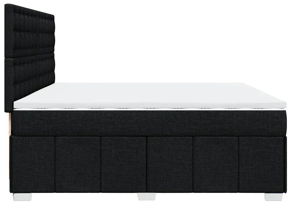 Cama com molas/colchão 200x200 cm tecido preto
