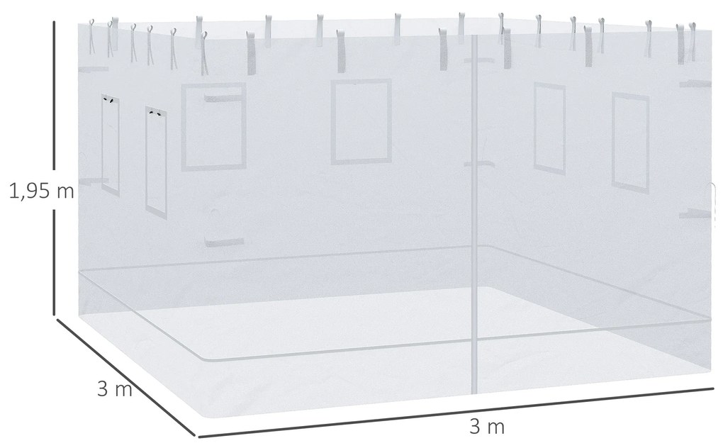 Outsunny 4 Redes Mosquiteiras para Tendas 300x195 cm Rede Mosquiteira