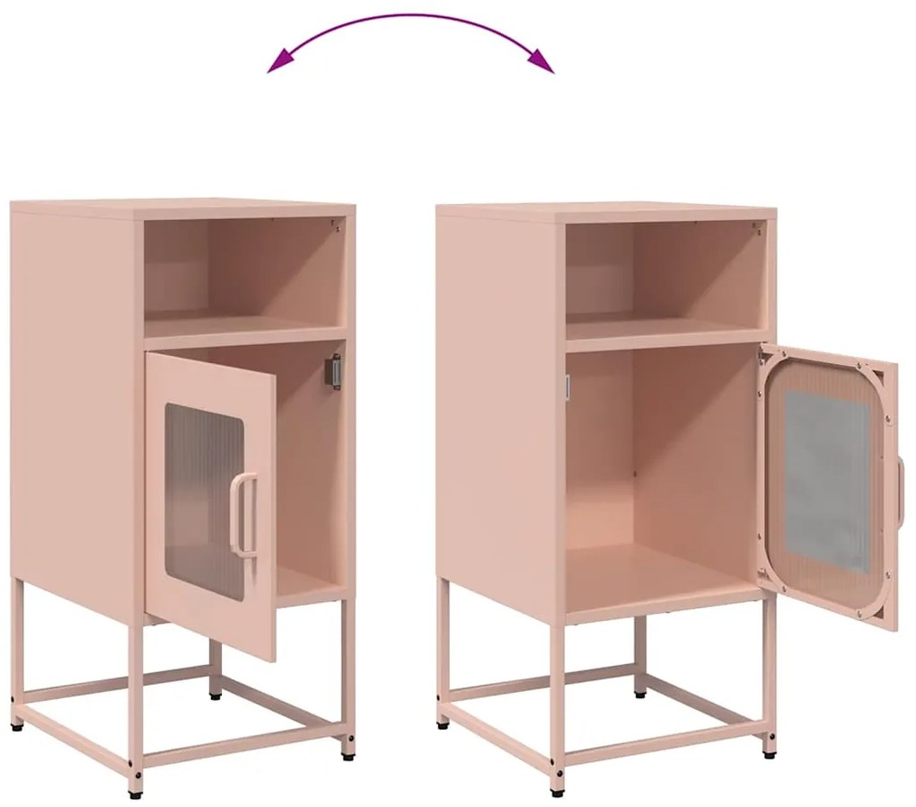 Mesa de cabeceira 36x39x78 cm aço laminado a frio rosa