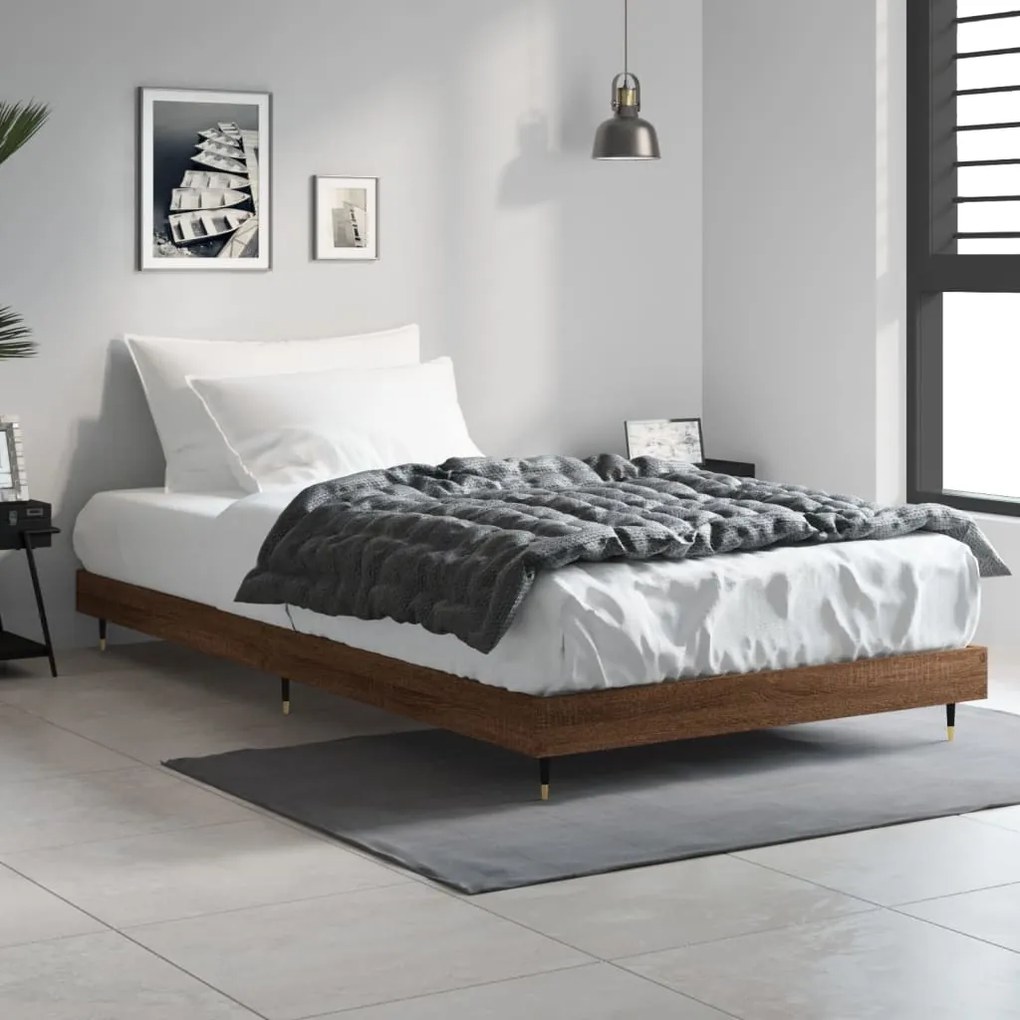Estrutura cama s/ colchão derivados madeira carvalho castanho