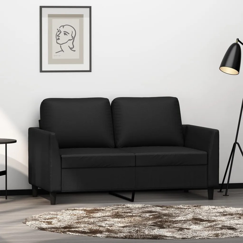348911 vidaXL Sofá de 2 lugares 120 cm couro artificial preto