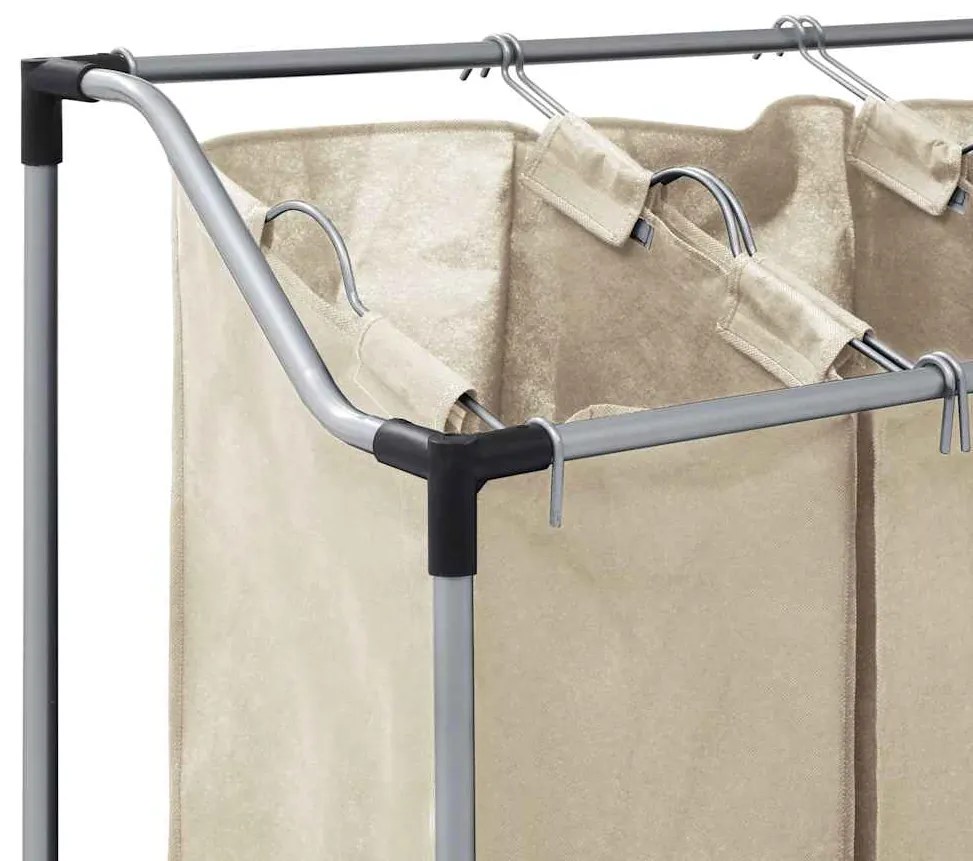 Separador de roupa suja com 4 sacos aço creme