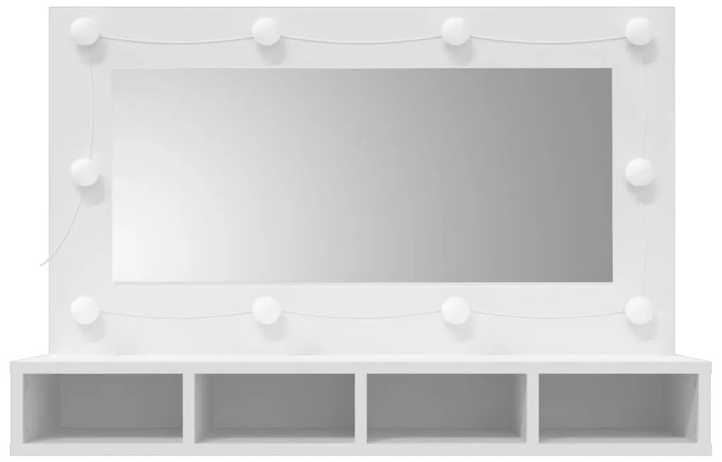 Armário espelhado com luzes LED 90x31,5x62 cm branco