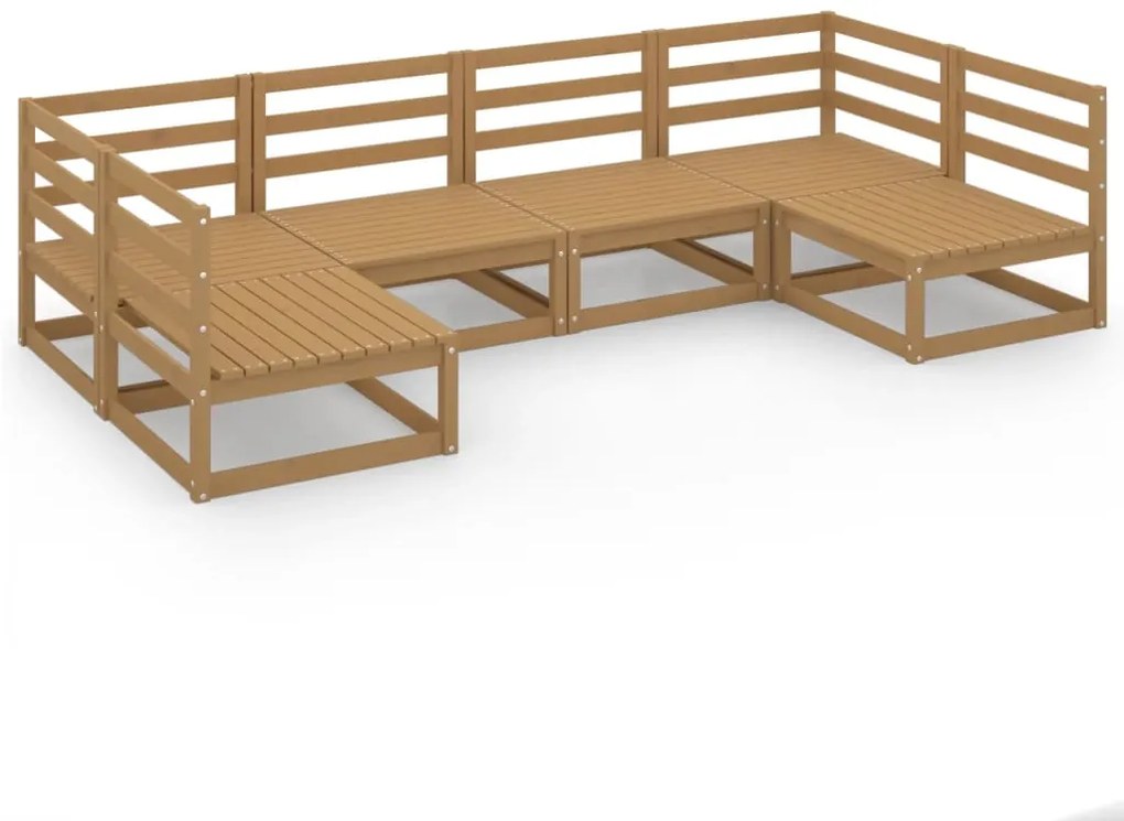 6 pcs conjunto lounge de jardim pinho maciço
