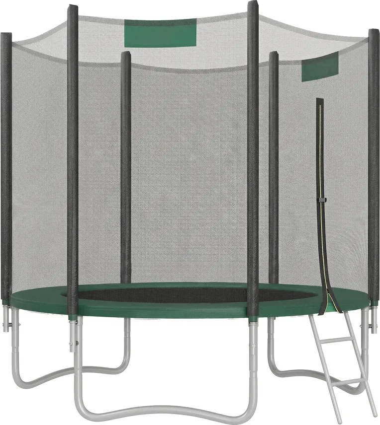 Trampolim de 244 cm, de jardim para crianças com rede de segurança e cobertura lateral Verde escuro