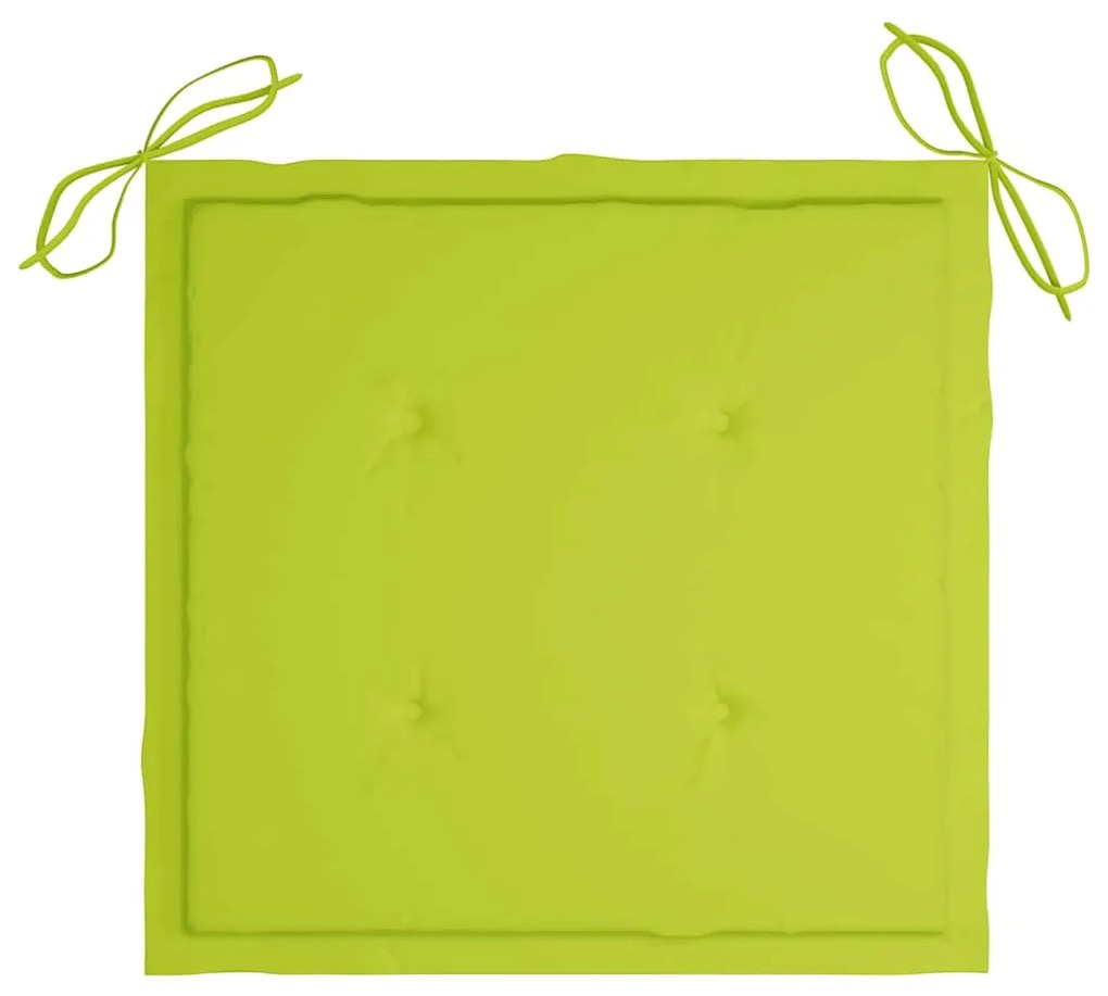 Cadeiras jardim c/ almofadões verde brilhante 2 pcs teca maciça