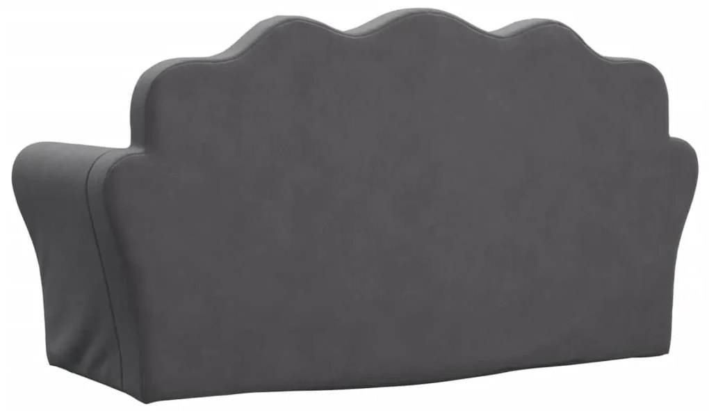 Sofá-cama infantil de 2 lugares pelúcia macia antracite