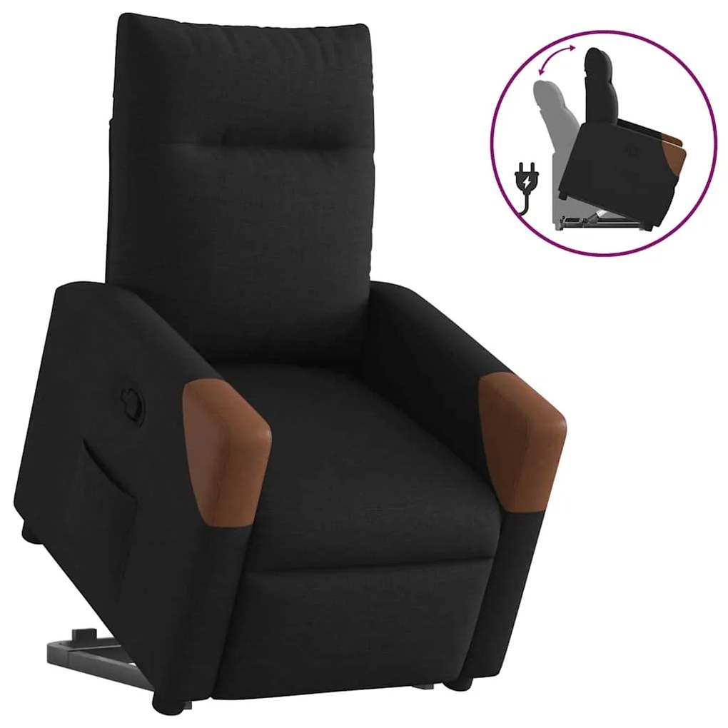 vidaXL Poltrona reclinável elevatória tecido preto