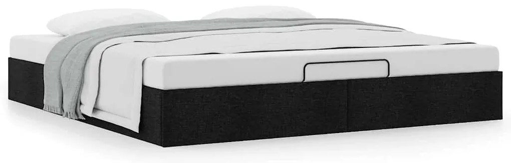 Estrutura de cama otomana sem colchão 180x200 cm tecido preto