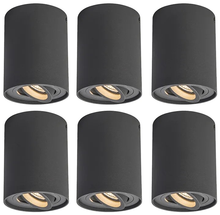 Conjunto de 6 focos cinzento escuro rotativos e inclináveis - Rondoo Up Design,Moderno
