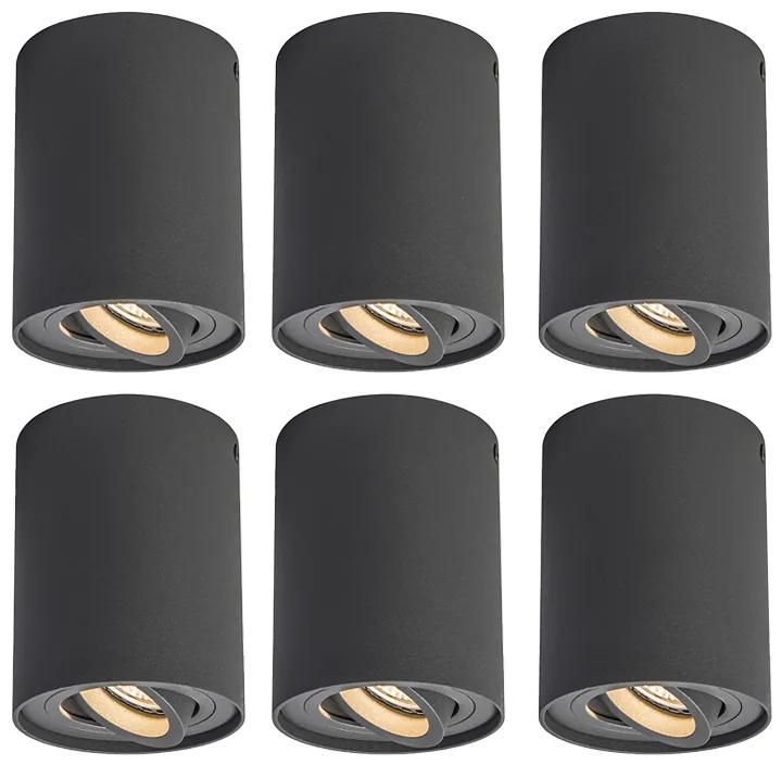 Conjunto de 6 projetores cinza escuro giratórios e inclináveis - RONDOO UP Design,Moderno