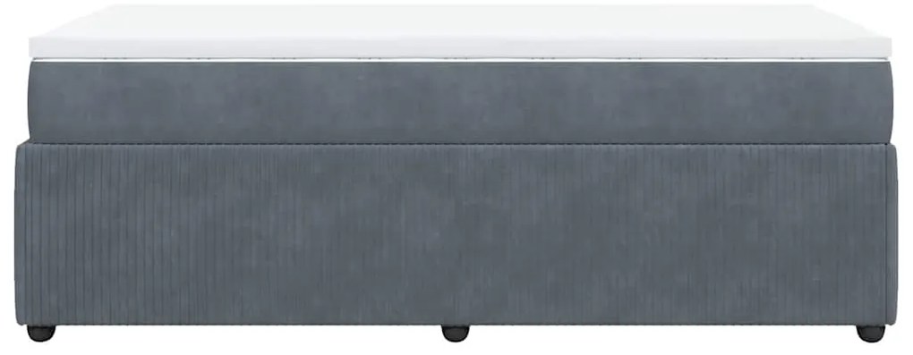 Cama com molas/colchão 100x200 cm veludo cinza-escuro
