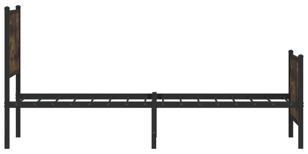Estrutura de cama sem colchão 107x203 cm metal carvalho fumado