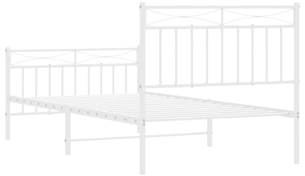 Estrutura de cama com cabeceira e pés 100x190 cm metal branco