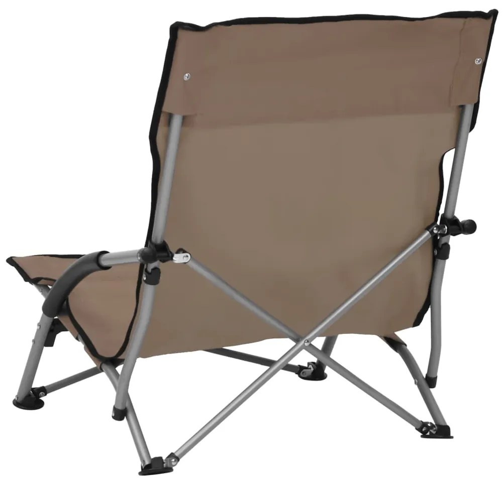 Cadeiras de praia dobráveis 2 pcs tecido cinzento-acastanhado