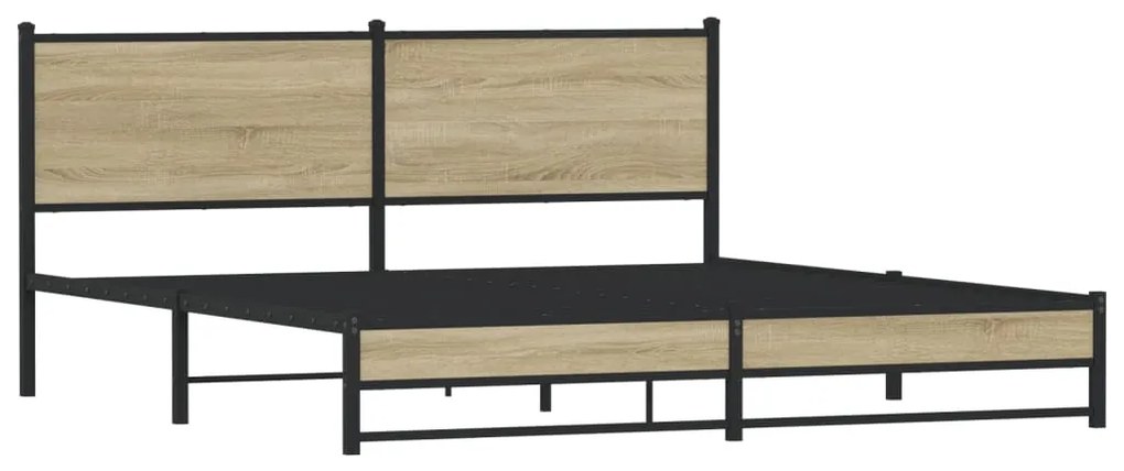 Estrutura de cama sem colchão 160x200cm metal carvalho sonoma