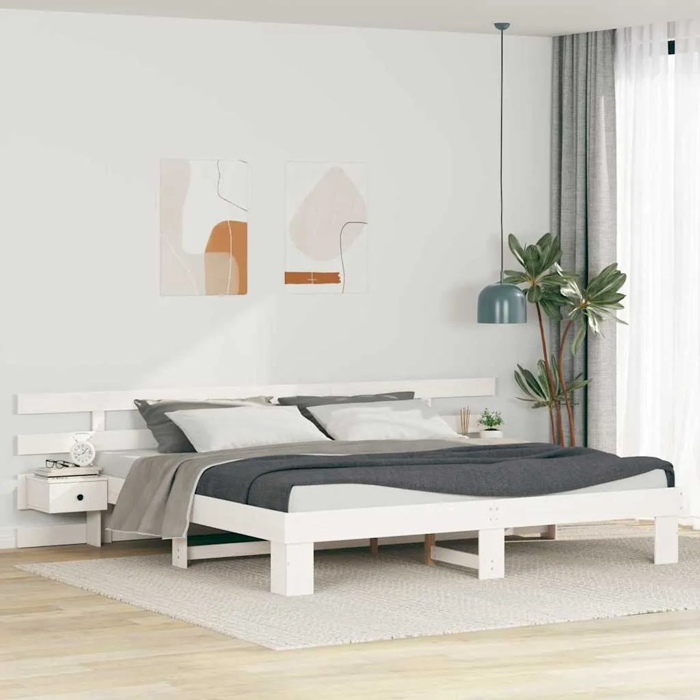 vidaXL Estrutura da Cama com cabeceira Branco 200 x 200 cm
