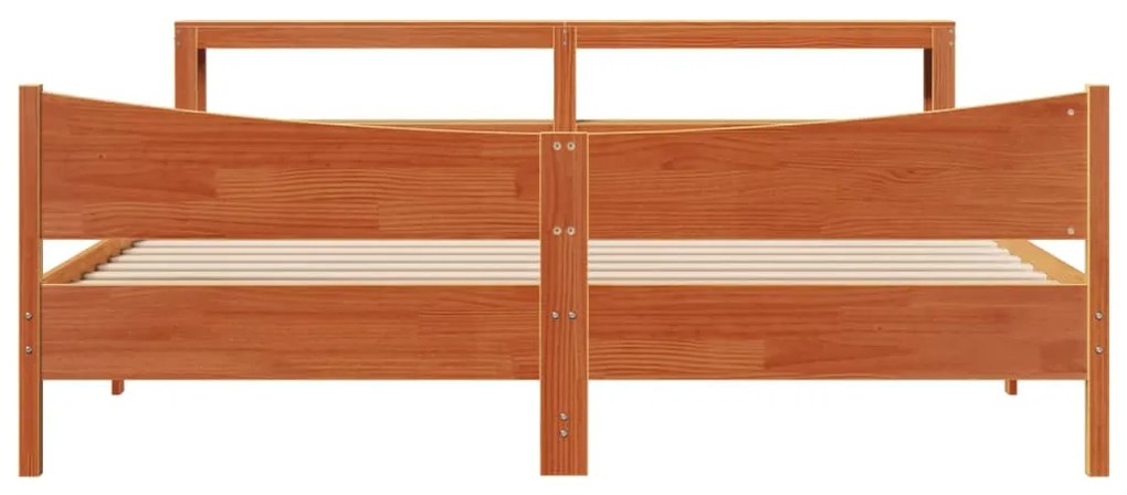 Estrutura cama c/ cabeceira 180x200cm pinho maciço castanho-mel