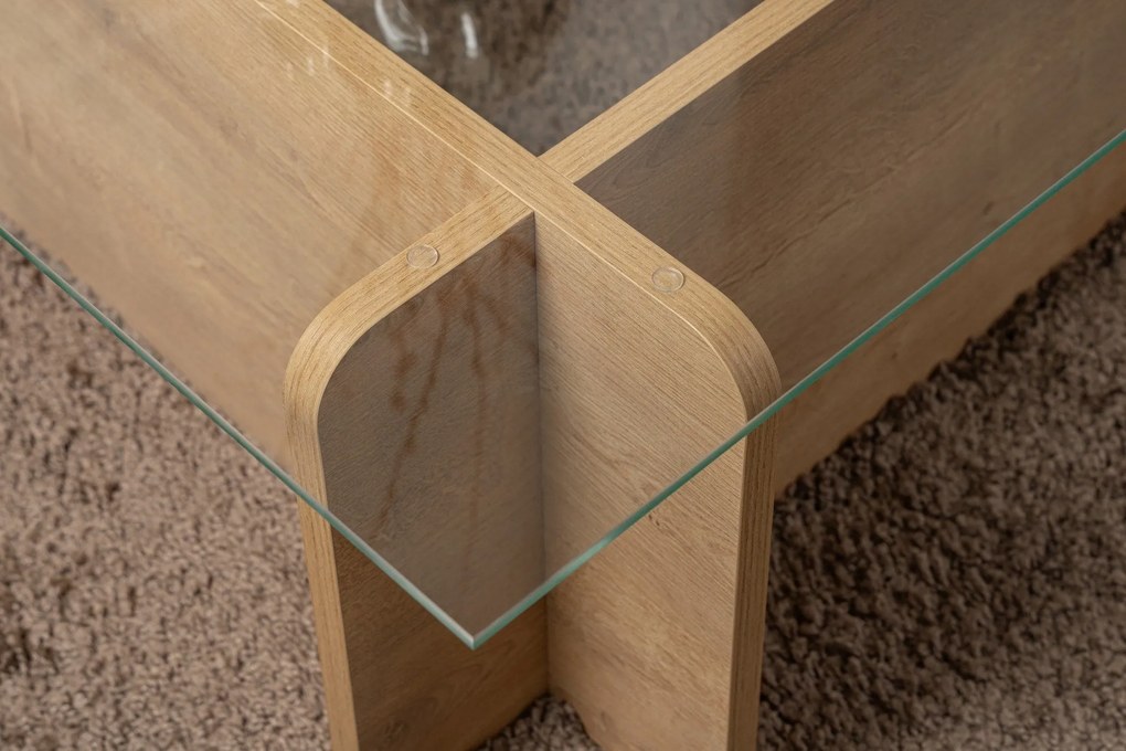 Mesa de Café Flavio - Cor Carvalho - 105x30x65 cm