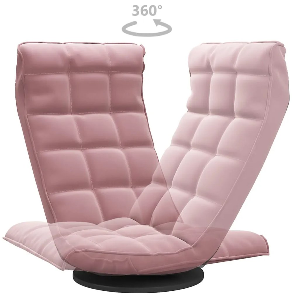 Cadeira de piso giratória veludo rosa