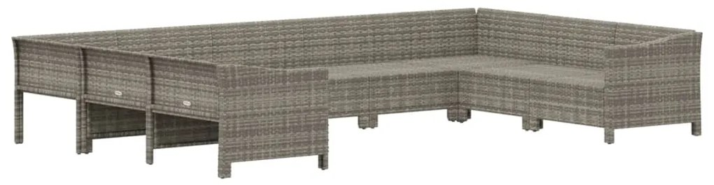 9 pcs conjunto lounge de jardim c/ almofadões vime PE cinzento