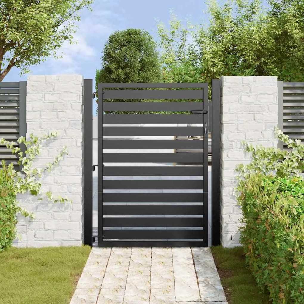 Portão de jardim com fechadura Preto 100x120 cm Alumínio