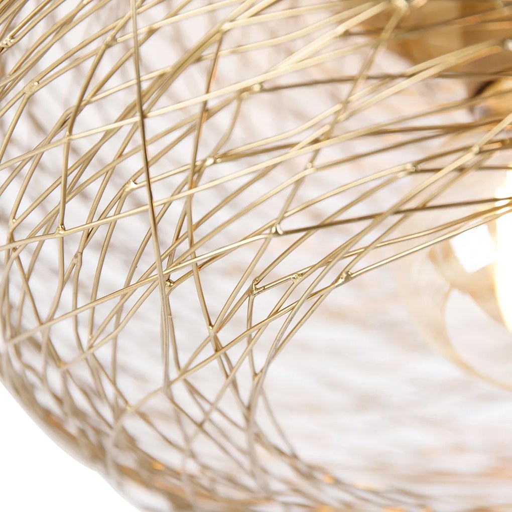 LED Candeeiro de teto inteligente dourado oval incl. Wifi G95 - Sarella Design