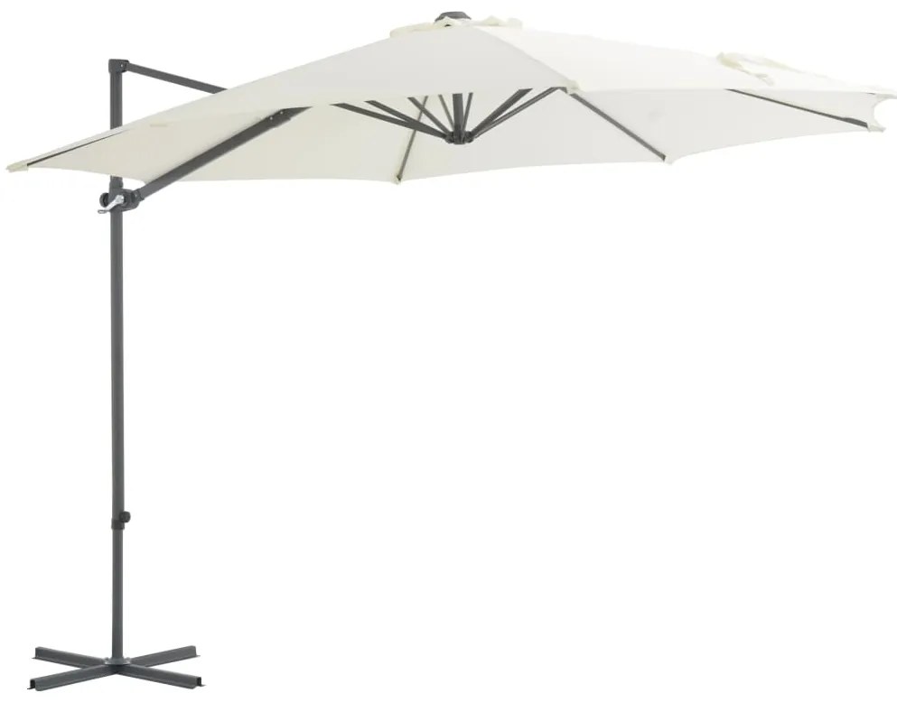 vidaXL Guarda-sol de jardim cantilever c/ poste de aço 300 cm areia