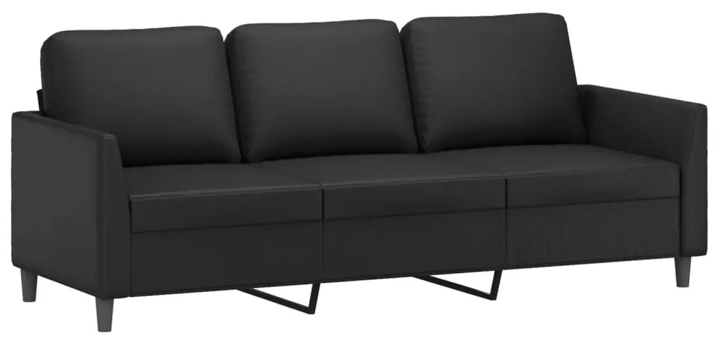 Sofá Âncora Chaise Longue - De 3 Lugares c/ Apóio de Pés - Cor Preto -