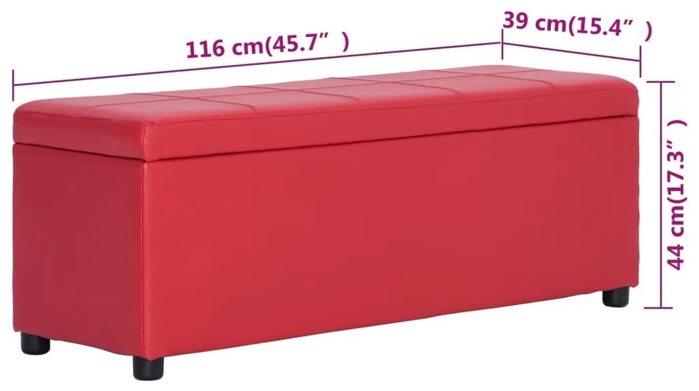 Banco c/ comp. arrumação 116 cm couro artificial vermelho