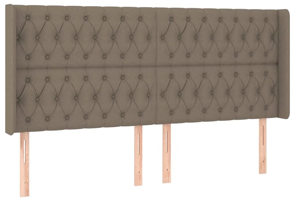 Cabeceira cama c/ LED tecido 203x16x118/128cm cinza-acastanhado