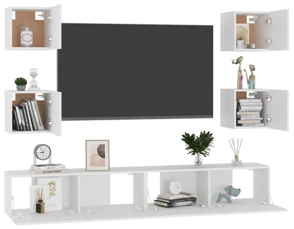 Conjunto de 6 Móveis de Parede de TV Funchal L - Branco - Design Moder