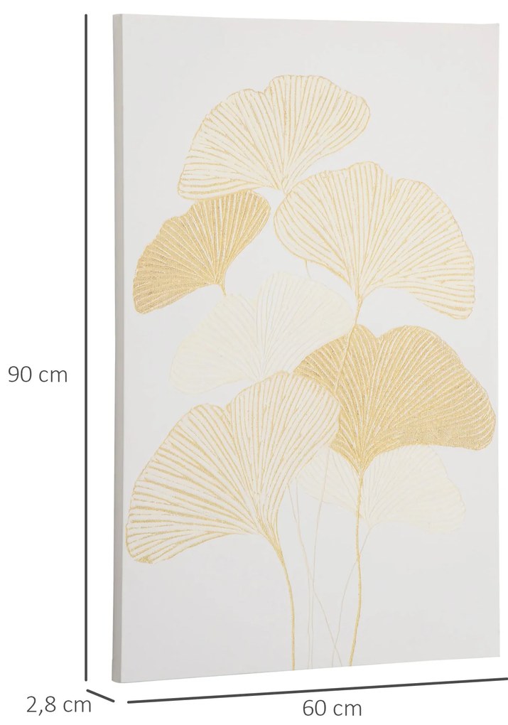 Pintura em Tela Folhas de Ginkgo Biloba 90x60cm Impressão Artística para Decoração de Parede na Sala de Estar Quarto de Escritório