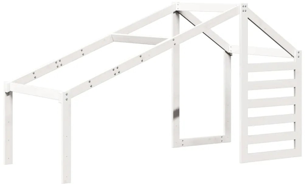 Cama alta com telhado 90x200 cm pinho maciço branco