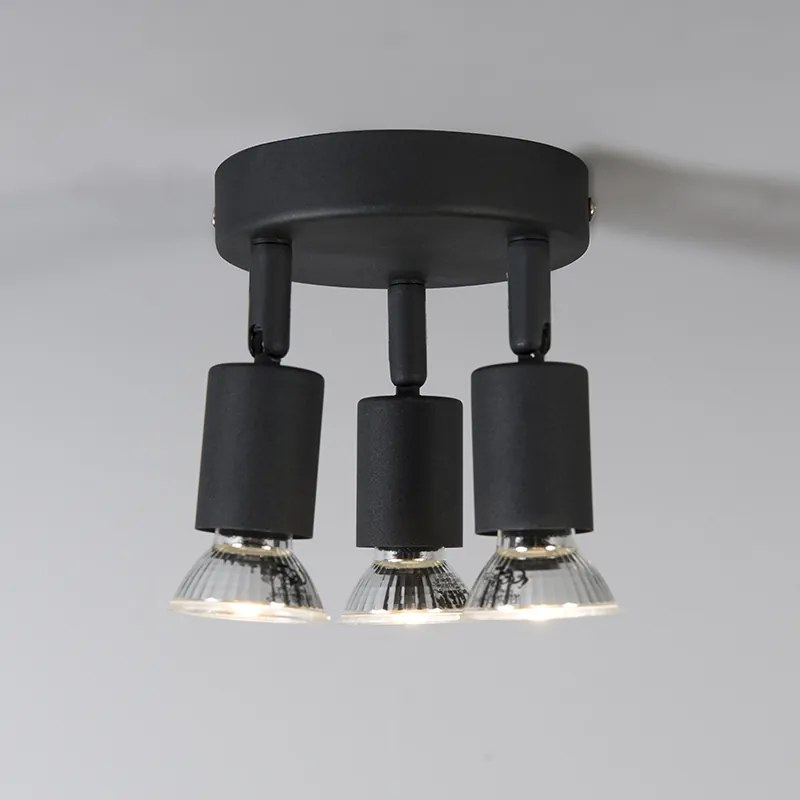 Projetores industriais pretos inclináveis redondos 3 luzes - Jeany