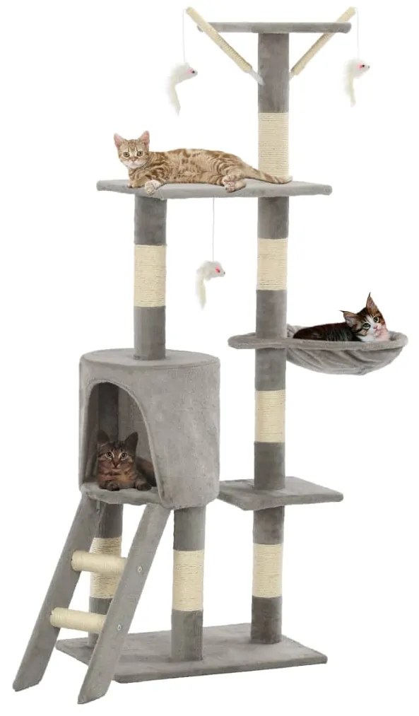 vidaXL Árvore para gatos c/ postes arranhadores sisal 138 cm cinzento