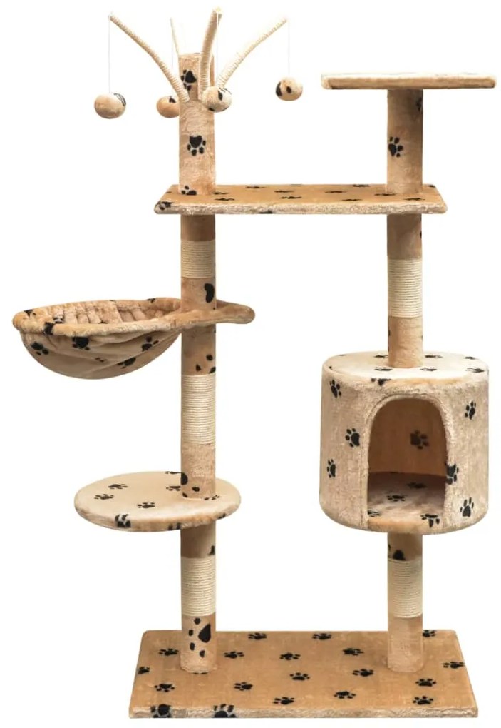 Árvore para gatos c/ postes arranhadores sisal 125 cm bege