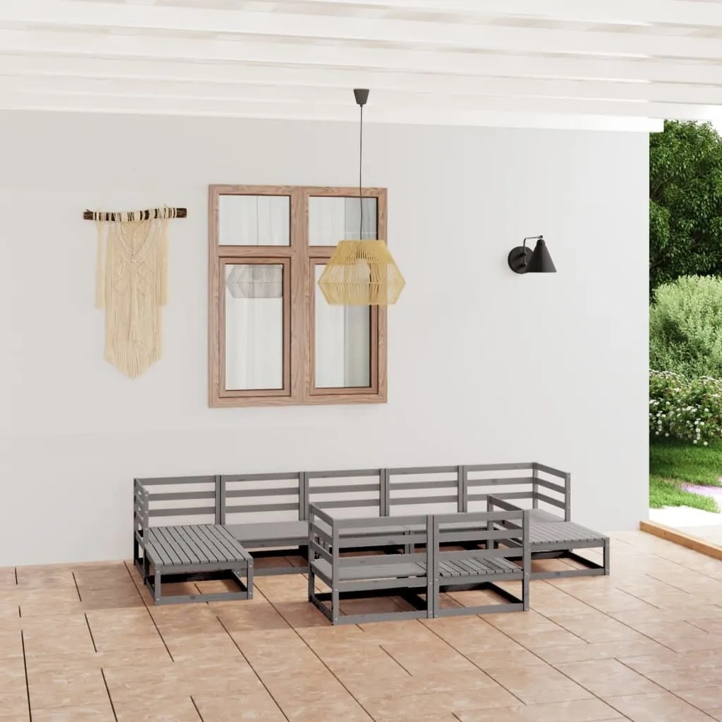 vidaXL 9 pcs conjunto lounge de jardim pinho maciço