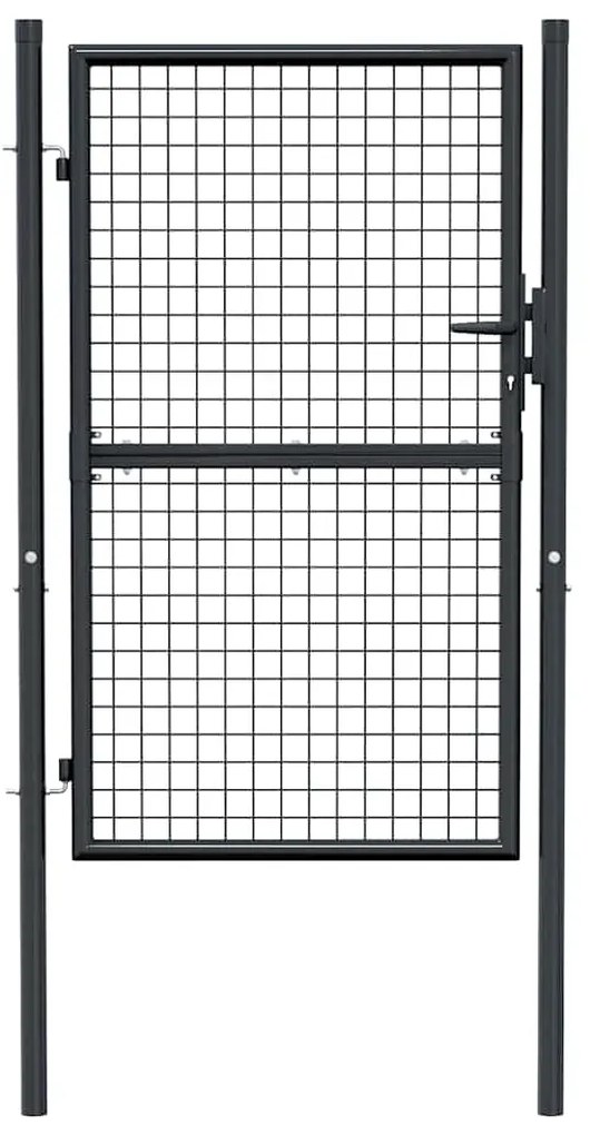 Portão de jardim em rede aço galvanizado 100x200 cm cinzento